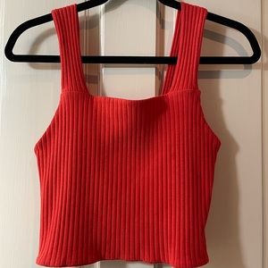 American Eagle Red Ribbed Crop Top